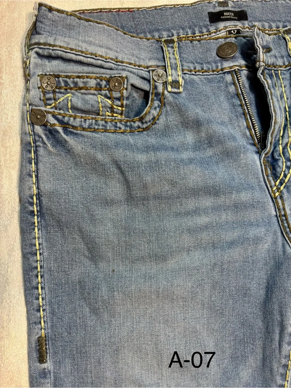 True Religion Men's Light Blue Slim Straight Jeans